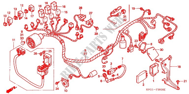 WIRE HARNESS/BATTERY for Honda FORESIGHT 250 EX 2005