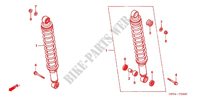 REAR SHOCK ABSORBER (2) for Honda FOURTRAX 500 FOREMAN 4X4 Electric Shift 2006