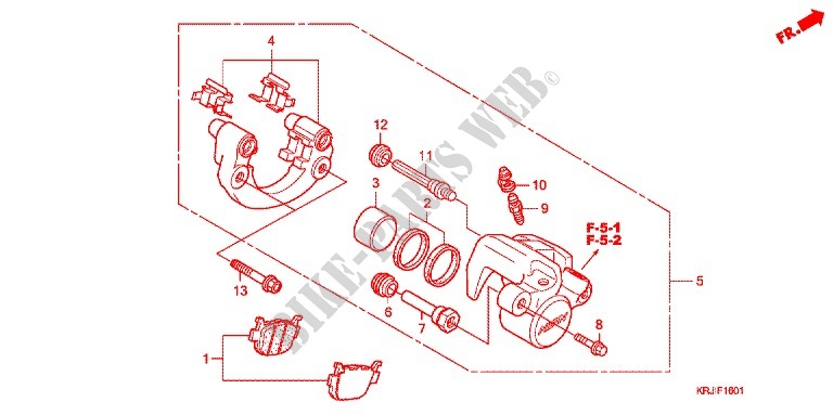 REAR BRAKE CALIPER (FES1257/A7) (FES1507/A7) for Honda S WING 125 FES 2007