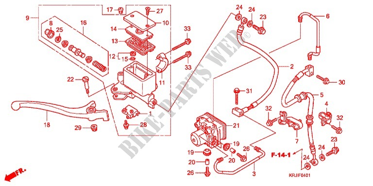 FRONT BRAKE MASTER CYLINDER (FES125A) (FES150A) for Honda S WING 150 FES ABS 2007