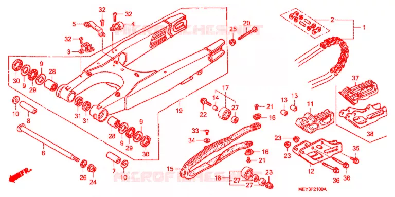 SWINGARM - CHAIN CASE Honda MOTO 450 CRF 2007  CRF450X7