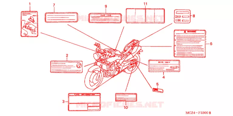 CAUTION LABEL (1) Honda MOTO 900 HORNET 2007  CB900F7_A
