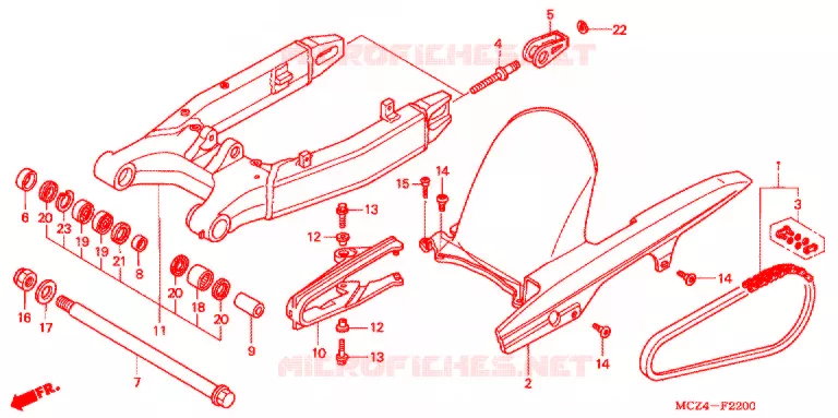 SWINGARM - CHAIN CASE Honda MOTO 900 HORNET 2007  CB900F7_A