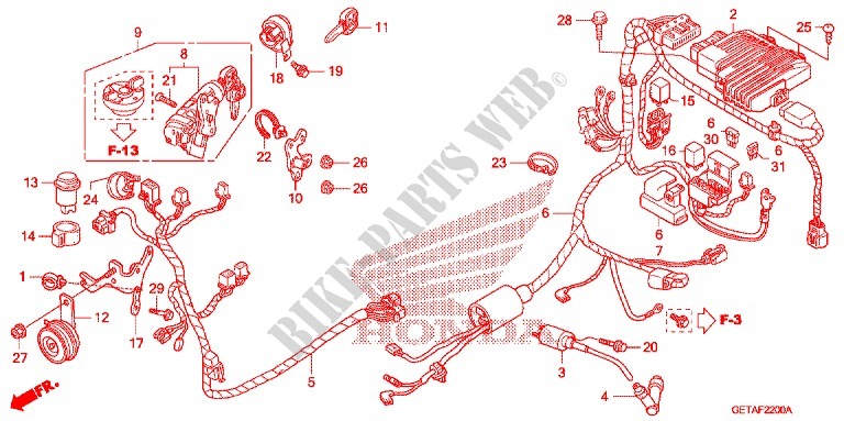 WIRE HARNESS/BATTERY for Honda 50 JAZZ 2007