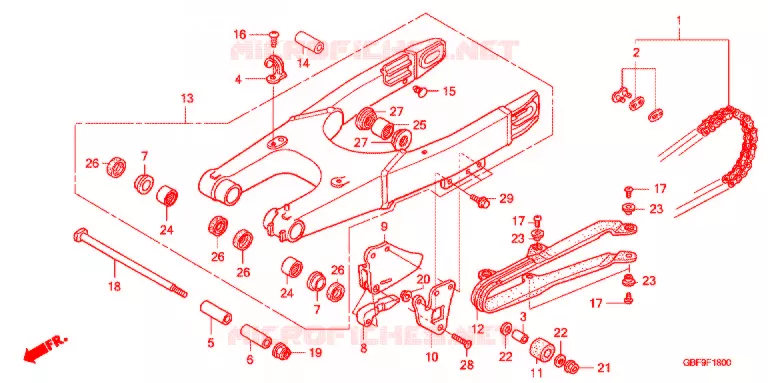 SWINGARM - CHAIN CASE Honda MOTO 85 CR 2007  CR85R7