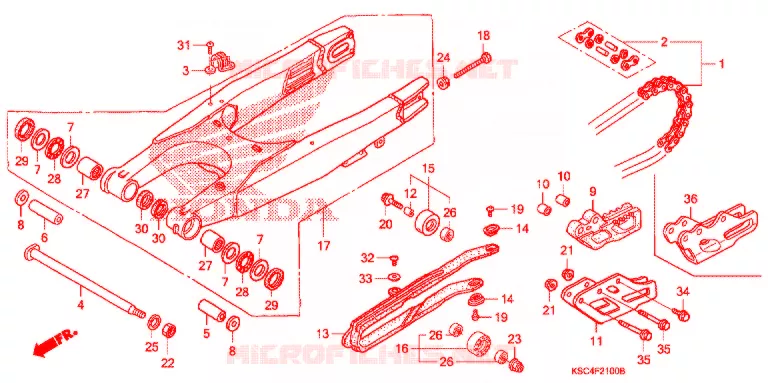 SWINGARM - CHAIN CASE Honda MOTO 250 CRF 2007  CRF250X7