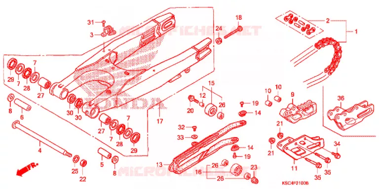 SWINGARM - CHAIN CASE Honda MOTO 250 CRF 2007  CRF250X7