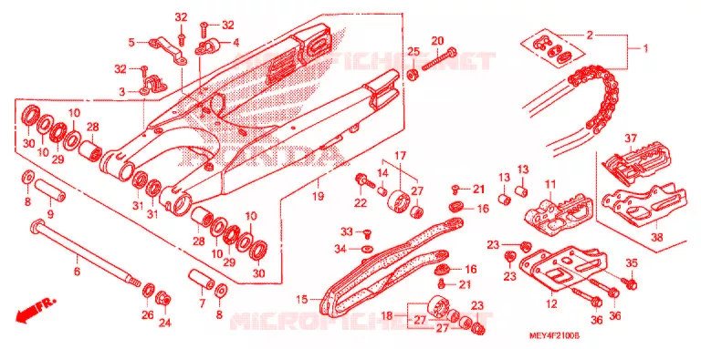 SWINGARM - CHAIN CASE Honda MOTO 450 CRF 2007  CRF450X7