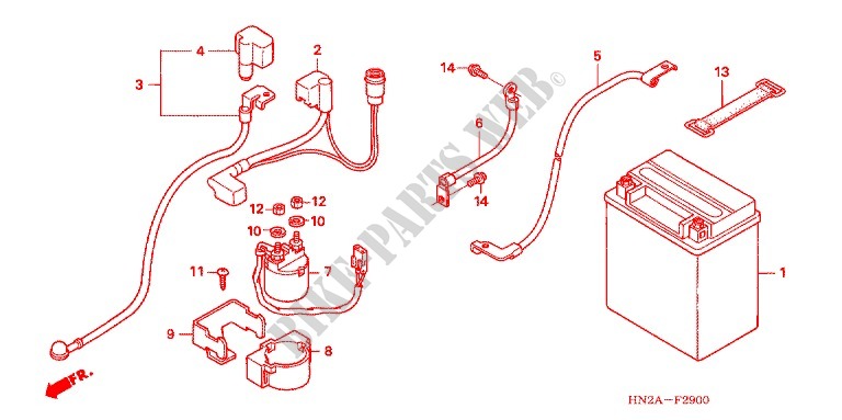 WIRE HARNESS/BATTERY for Honda FOURTRAX 500 FOREMAN RUBICON GPS 2007