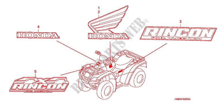 STICKERS for Honda FOURTRAX 680 RINCON 2008