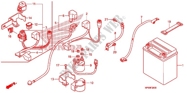 WIRE HARNESS/BATTERY for Honda FOURTRAX 500 FOREMAN 4X4 Electric Shift 2009
