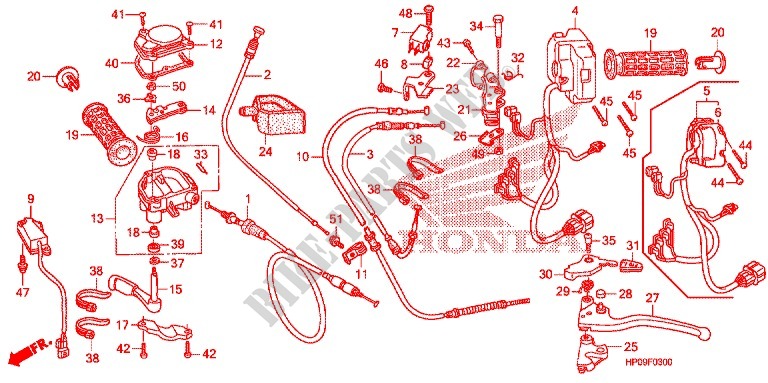 LEVER   SWITCH   CABLE (1) for Honda FOURTRAX 500 FOREMAN 4X4 Electric Shift, Power Steering 2009