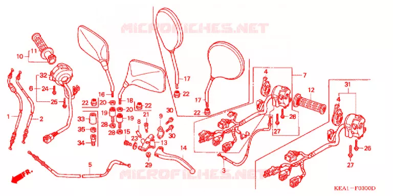 LEVER - SWITCH - CABLE (1) Honda MOTO 250 HORNET 2000  CB250FY