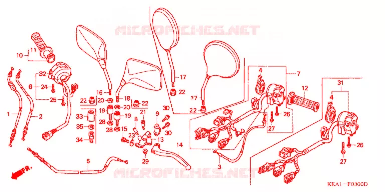 LEVER - SWITCH - CABLE (1) Honda MOTO 250 HORNET 2004  CB250F3