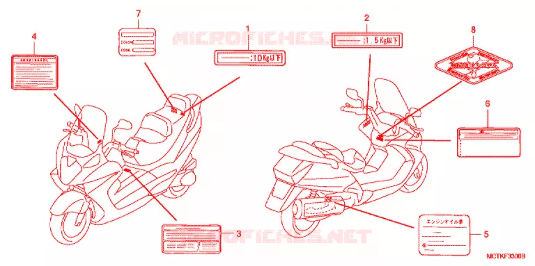 CAUTION LABEL (FJS400A/D/FJS600A/D5-8) Honda SCOOTER 400 SILVERWING 2005  FJS400A5