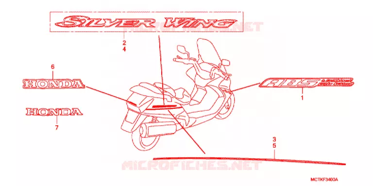 STICKERS (FJS400A/D/FJS600A/D5-8) Honda SCOOTER 400 SILVERWING 2005  FJS400A5