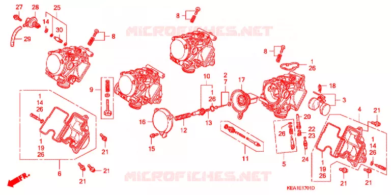 CARBURETOR (COMPONENT PARTS) Honda MOTO 250 HORNET 2002  CB250F1