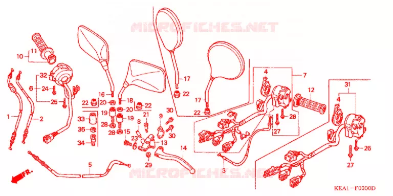 LEVER - SWITCH - CABLE (1) Honda MOTO 250 HORNET 2001  CB250F1