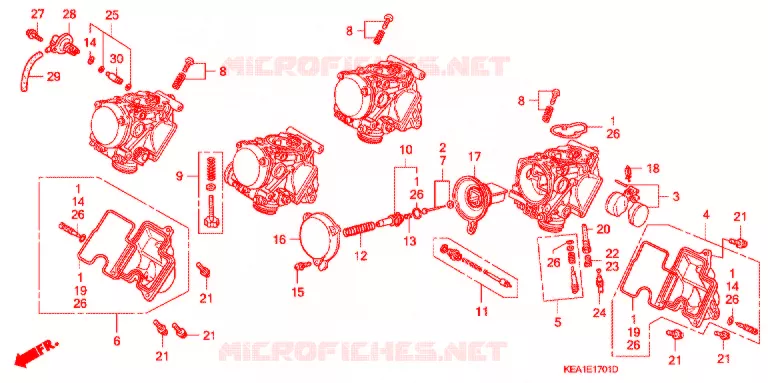 CARBURETOR (COMPONENT PARTS) Honda MOTO 250 HORNET 2007  CB250F7