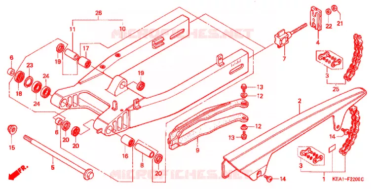 SWINGARM - CHAIN CASE Honda MOTO 250 HORNET 1996  CB250FT