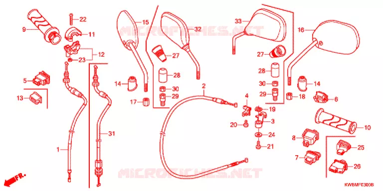 SWITCH -  CABLES - LEVERS - GRIPS - MIRRORS Honda MOTO 110 WAVE 2017  AFP110CRFG