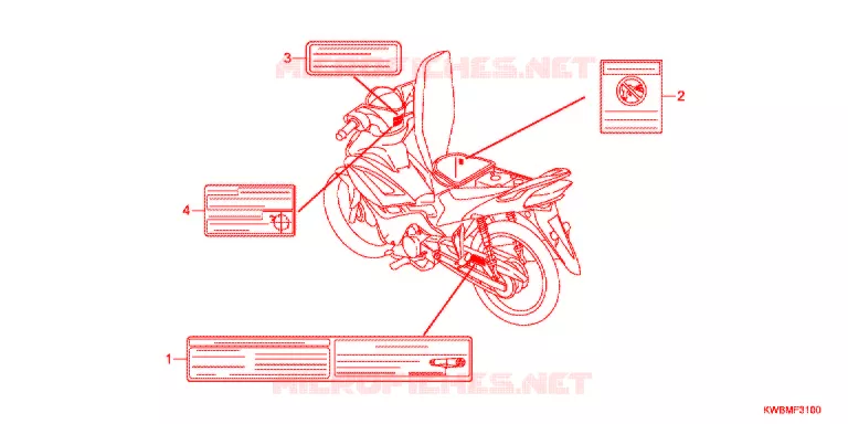 CAUTION LABEL (1) Honda MOTO 110 WAVE 2012  AFP110MCSB