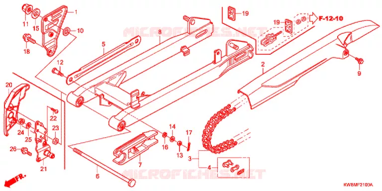 SWINGARM - CHAIN CASE Honda MOTO 110 WAVE 2012  AFP110MCSB