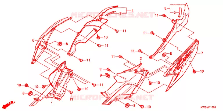 REAR COWL (AFP110MCSB/C/D/AFP110KCSB) Honda MOTO 110 WAVE 2013  AFP110MCSD
