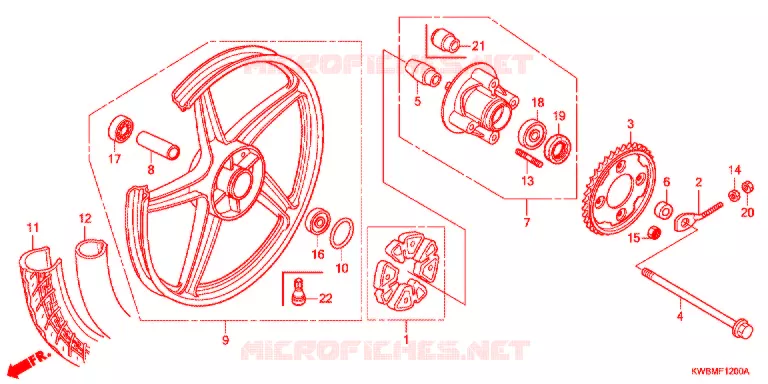 REAR WHEEL (AFP110MCS/AFP110KCS/AFP110CSF) Honda MOTO 110 WAVE 2013  AFP110MCSD