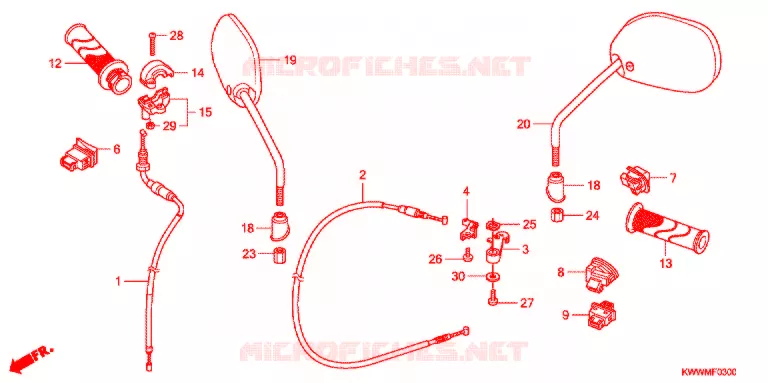 SWITCH -  CABLES - LEVERS - GRIPS - MIRRORS Honda MOTO 110 WAVE 2012  AFX110CSA