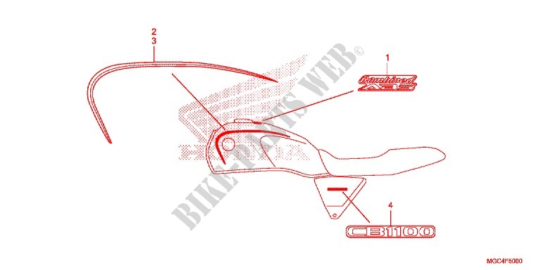 STICKERS (1) for Honda CB 1100 RED 2013