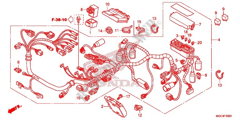 WIRE HARNESS/BATTERY for Honda CB 1100 RED 2013