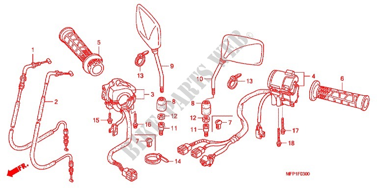 LEVER   SWITCH   CABLE (2) for Honda CB 1300 SUPER FOUR TWO TONES 2009