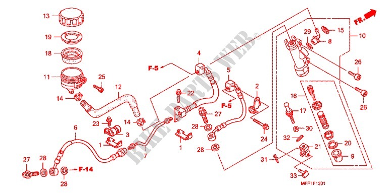 REAR BRAKE MASTER CYLINDER  (CB1300A/SA) for Honda CB 1300 SUPER FOUR ABS 2009