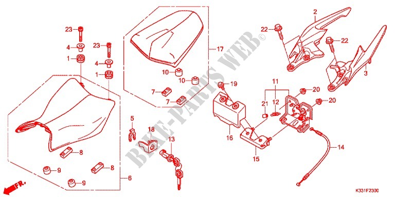 SINGLE SEAT (2) for Honda CBR 250 R ABS SPECIAL EDITION 2016