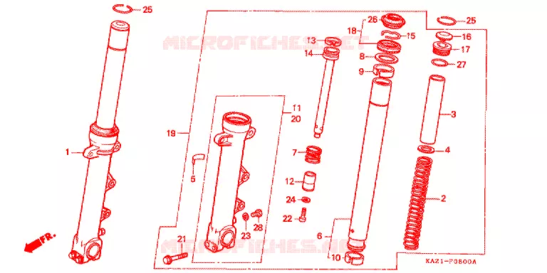 FRONT FORK Honda MOTO 250 CBR 1994  CBR250RRR_II