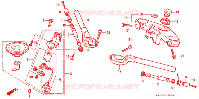 HANDLE PIPE/TOP BRIDGE (2) Honda MOTO 250 CBR 1994  CBR250RRR_II
