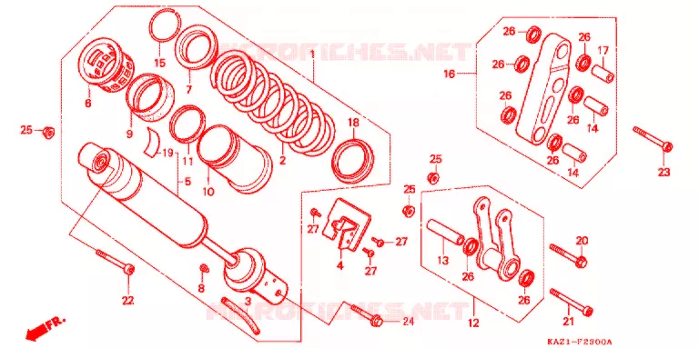 REAR SHOCK ABSORBER (2) Honda MOTO 250 CBR 1994  CBR250RRR_II