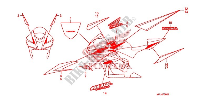 STICKERS (4) for Honda CBR 600 RR 2009