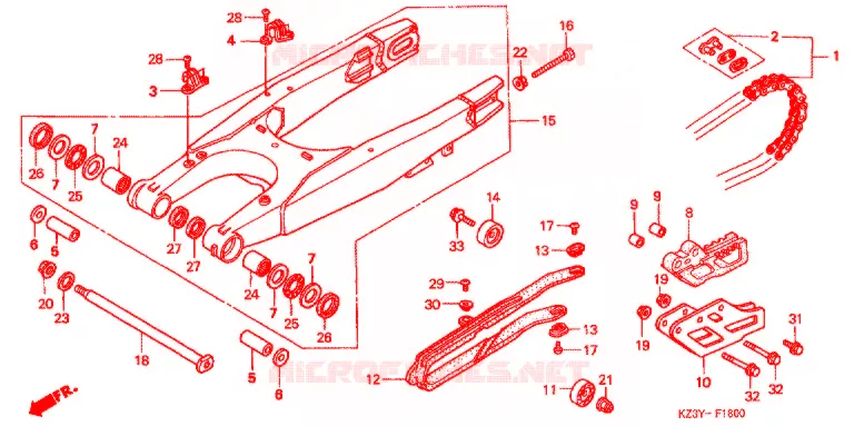 SWINGARM - CHAIN CASE Honda MOTO 250 CR 2000  CR250RY