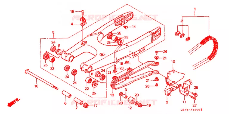 SWINGARM - CHAIN CASE Honda MOTO 80 CR 1999  CR80RBX