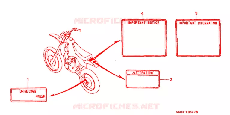 CAUTION LABEL (1) Honda MOTO 80 CR 1995  CR80RS