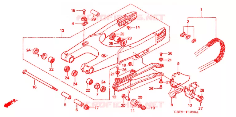 SWINGARM - CHAIN CASE Honda MOTO 85 CR 2005  CR85RB5