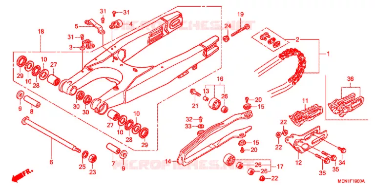 SWINGARM - CHAIN CASE Honda MOTO 450 CRF 2011  CRF450RB