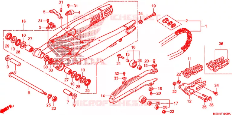 SWINGARM - CHAIN CASE Honda MOTO 450 CRF 2012  CRF450RC