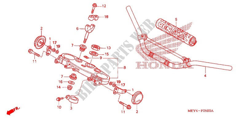 HANDLEBAR   TRIPLE CLAMP   STEERING STEM (CRF450X'05,'06,'07) for Honda CRF 450 X 2006