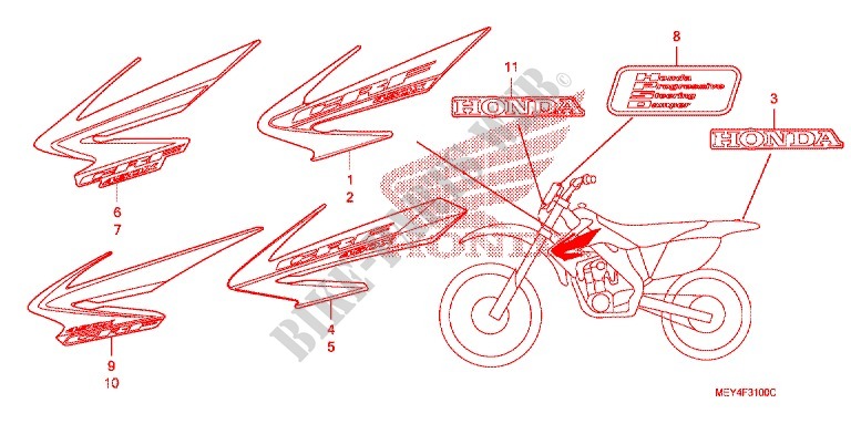 STICKERS (CRF450X'05,'06,'07,'08) for Honda CRF 450 X 2006