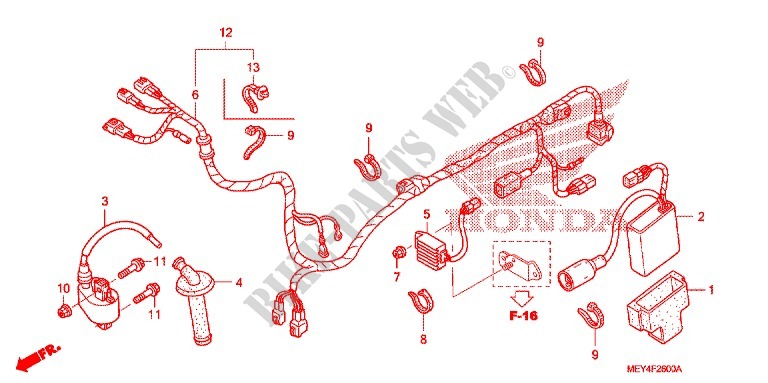 WIRE HARNESS/BATTERY for Honda CRF 450 X 2006