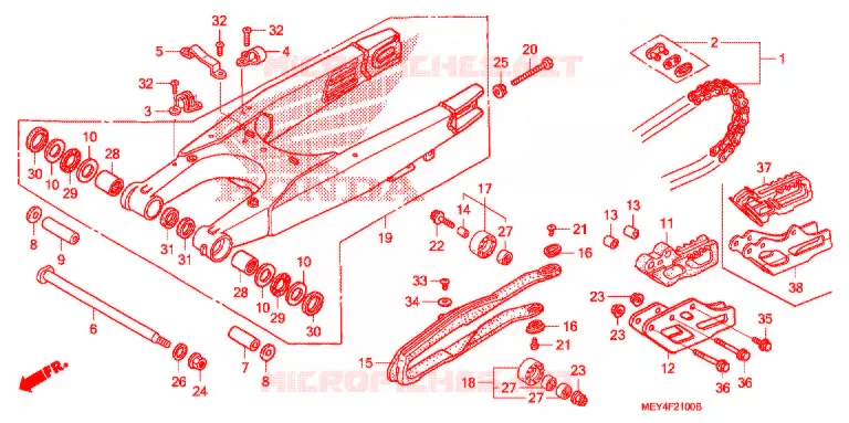 SWINGARM - CHAIN CASE Honda MOTO 450 CRF 2010  CRF450X9
