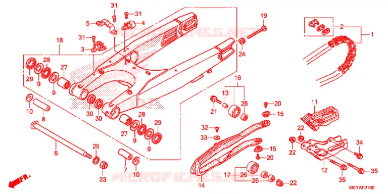 SWINGARM - CHAIN CASE Honda MOTO 450 CRF 2015  CRF450XF